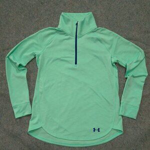 Under Armor Fitted Coldgear YXL Half Zip Pullover Mint Green Stay Warm Outerwear
